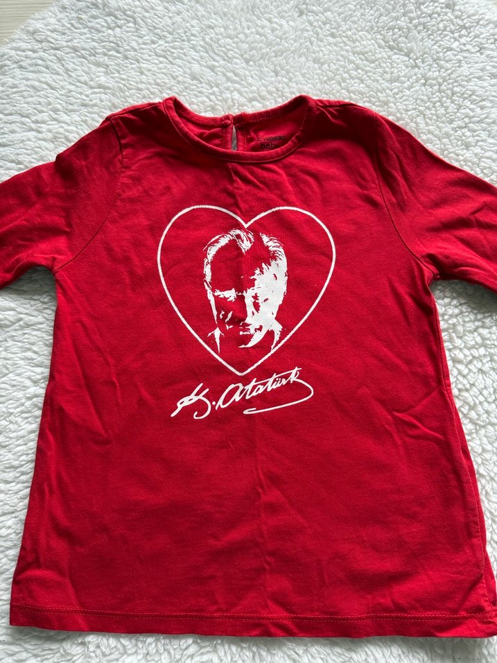 Kız Çocuk Kırmızı Uzun Kollu Baskılı Sweatshirt - Görsel 5