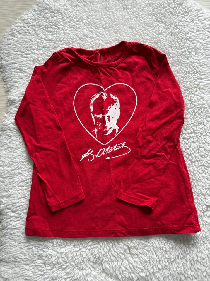 Kız Çocuk Kırmızı Uzun Kollu Baskılı Sweatshirt - Görsel 3