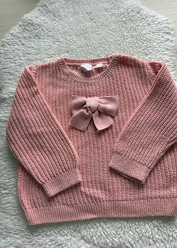 Kız Çocuk Pembe Örgü Kazak Fiyonk Detaylı - Görsel 4