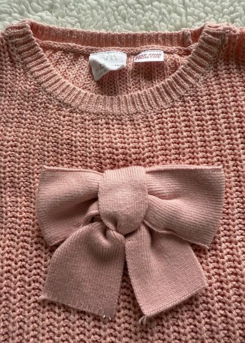 Kız Çocuk Pembe Örgü Kazak Fiyonk Detaylı - Görsel 7