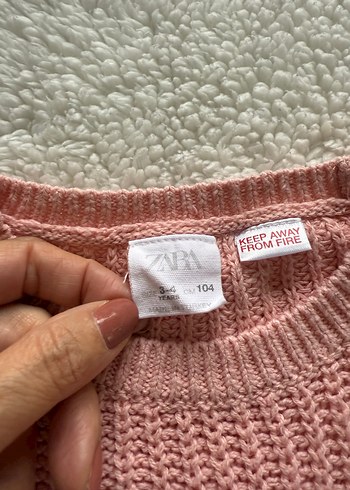 Kız Çocuk Pembe Örgü Kazak Fiyonk Detaylı - Görsel 8