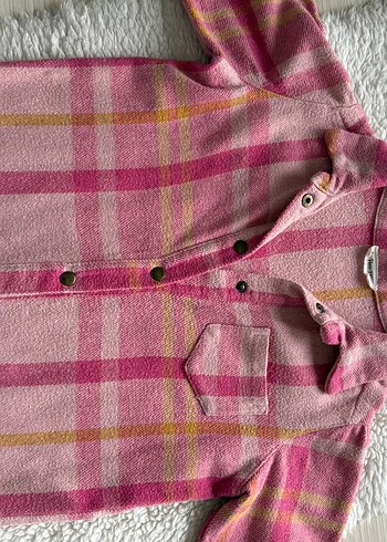 Düğmeli Pembe kız çocuk Polar Gömlek - Görsel 4