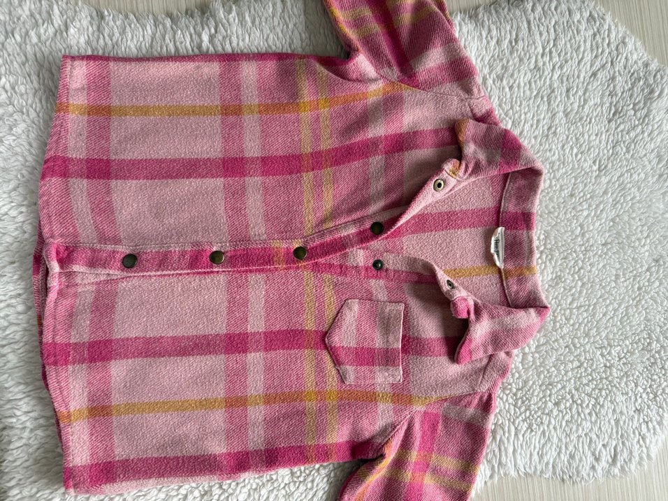 Düğmeli Pembe kız çocuk Polar Gömlek - Görsel 4