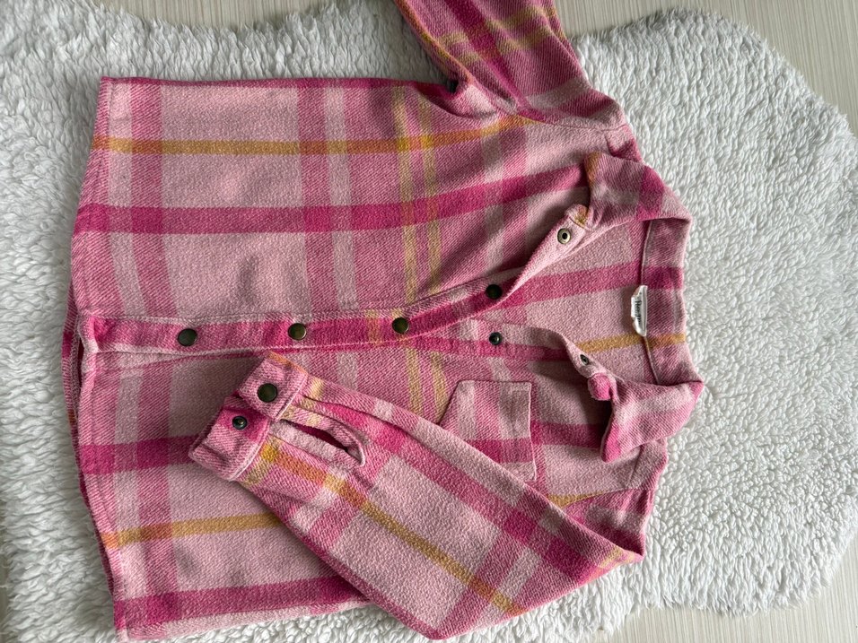 Düğmeli Pembe kız çocuk Polar Gömlek - Görsel 2