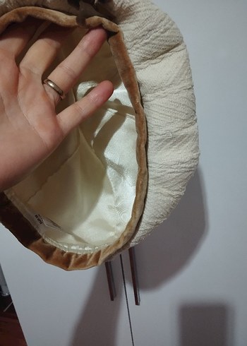 H&M Bej Örgü Keten Kadın Şapka