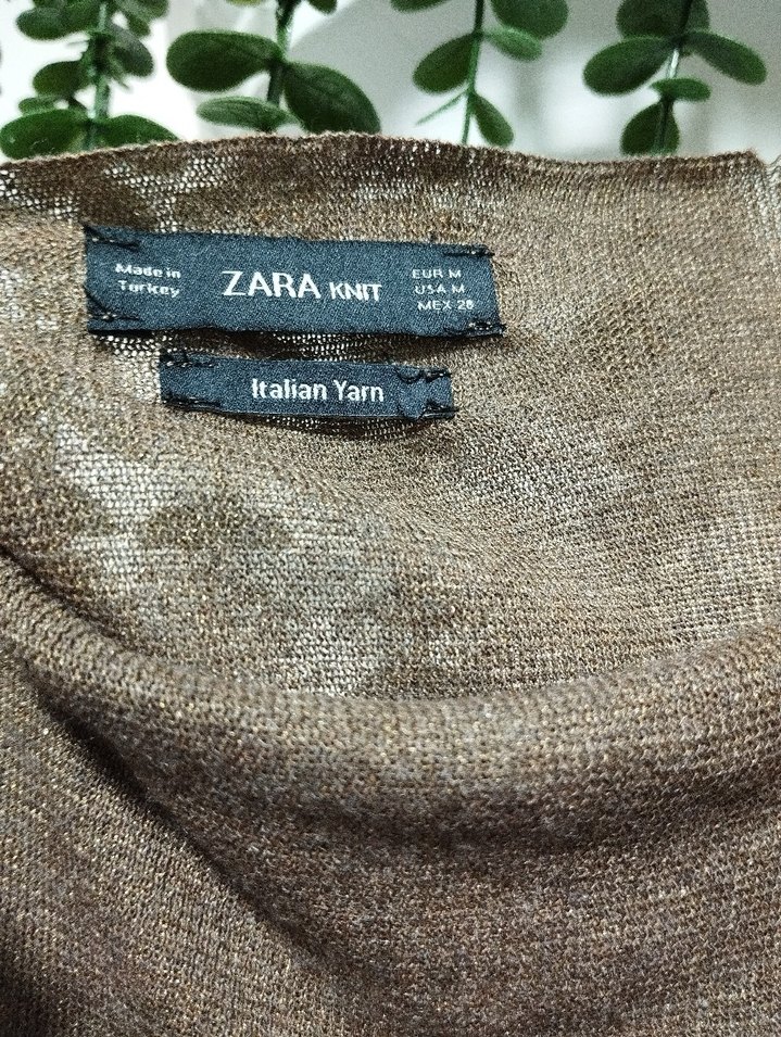 Kahverengi Keten Uzun Drapeli Elbise - Görsel 4