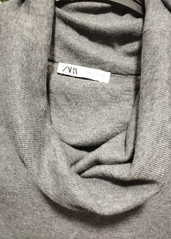 Gri Yünlü Yüksek Yakalı Kadın Kazak - Görsel 2