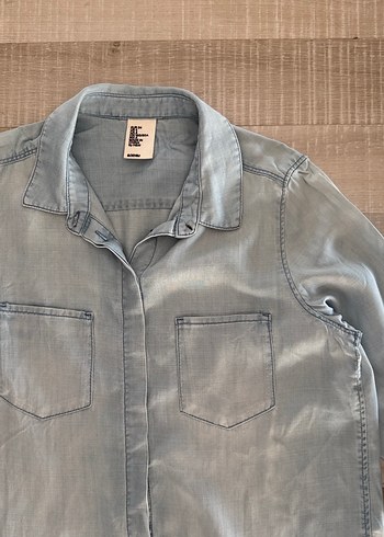 H&M Düğmeli Uzun Kollu Denim Kadın Gömlek
