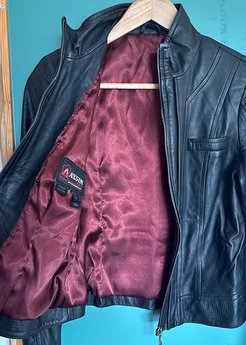 38 Beden Siyah Deri Biker Ceket Kadın