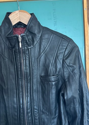 Derimod Siyah Deri Biker Ceket Kadın