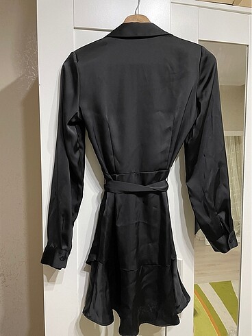 xs Beden siyah Renk Stradivarius Saten Elbise