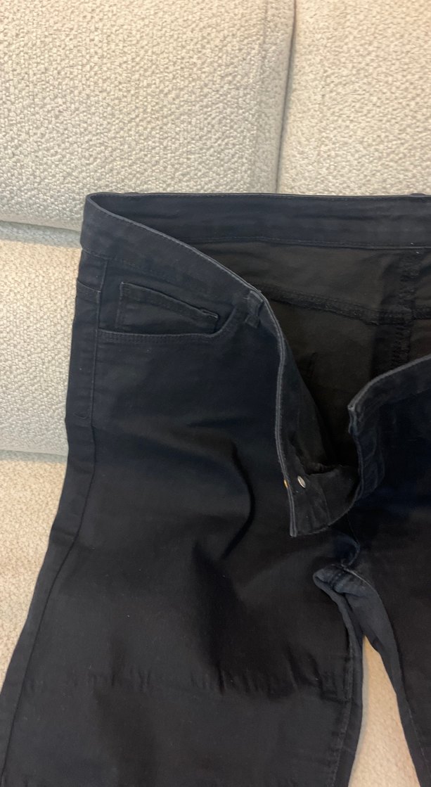 Kadın Siyah Kemerli Denim Pantolon - Görsel 2