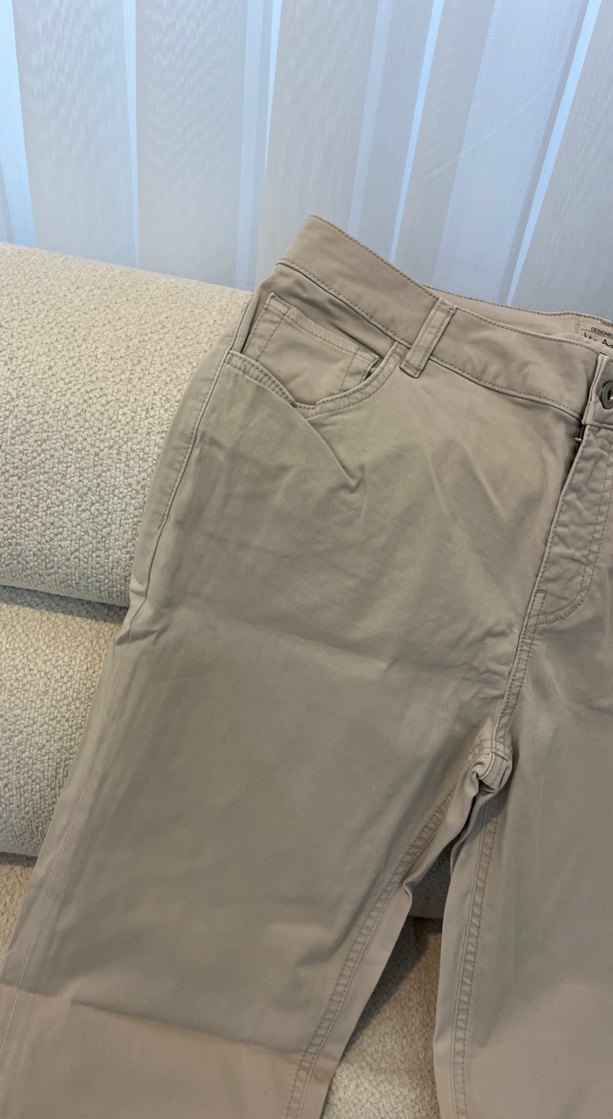 Bej Kadın Keten Kumaş Pantolon - Görsel 2