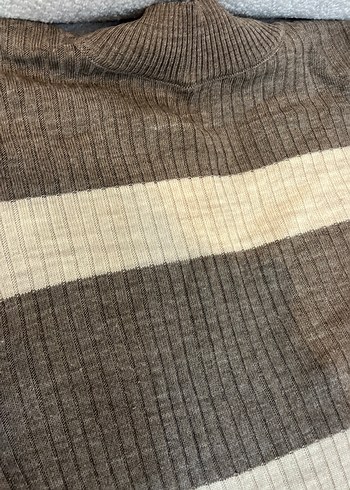 Çizgili Boğazlı Uzun Kollu Triko Kazak elbise - Görsel 3