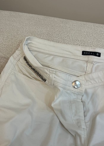 Fermuarlı Beyaz Kadın kot Pantolon - Görsel 3