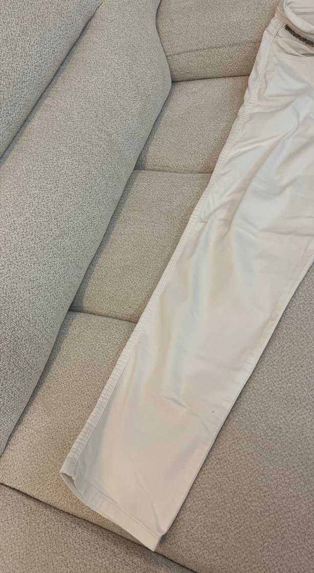 Fermuarlı Beyaz Kadın kot Pantolon - Görsel 2