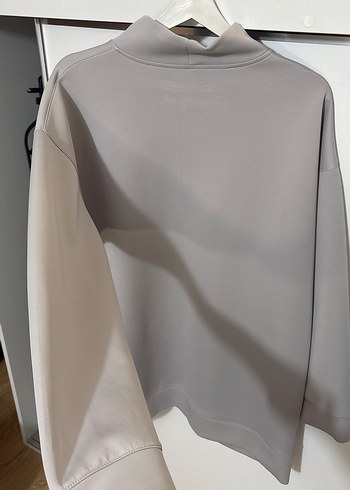 xxl Beden gri Renk Gri Yüksek Yakalı Kadın Sweatshirt
