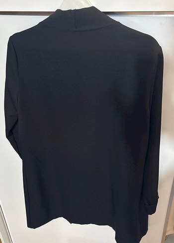 l Beden Siyah Uzun Kadın Blazer Mevsimlik