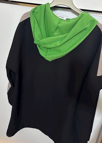xxl Beden Yeşil Kapüşonlu Fermuarlı Oversize Sweatshirt