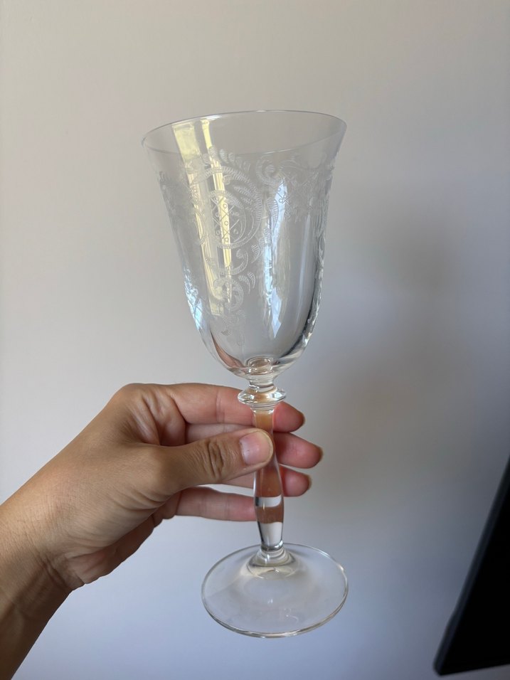 İnce İşlemeli Beyaz Cam Kadeh 12 adet - Görsel 3