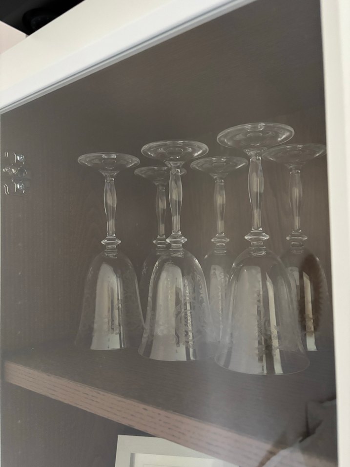 İnce İşlemeli Beyaz Cam Kadeh 12 adet - Görsel 4