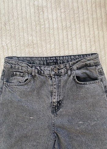 31 Beden gri Renk Gri Kadın Bol Kesim Denim Pantolon