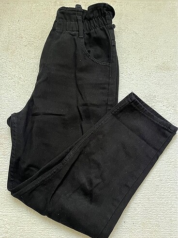Diğer Beli lastikli siyah kot pantolon