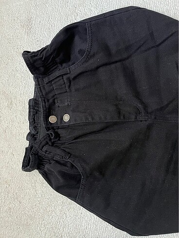 30 Beden Beli lastikli siyah kot pantolon