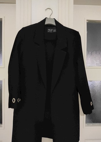 m Beden Kadın Siyah Midi Blazer Ceket