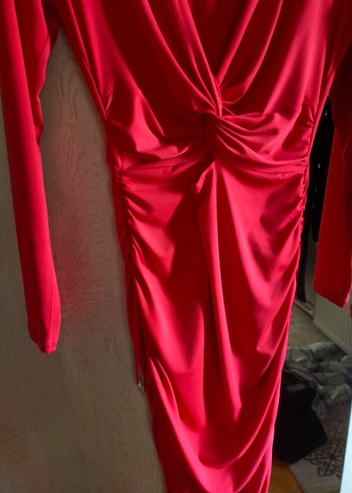 Fuşya sıfır elbise - Görsel 3