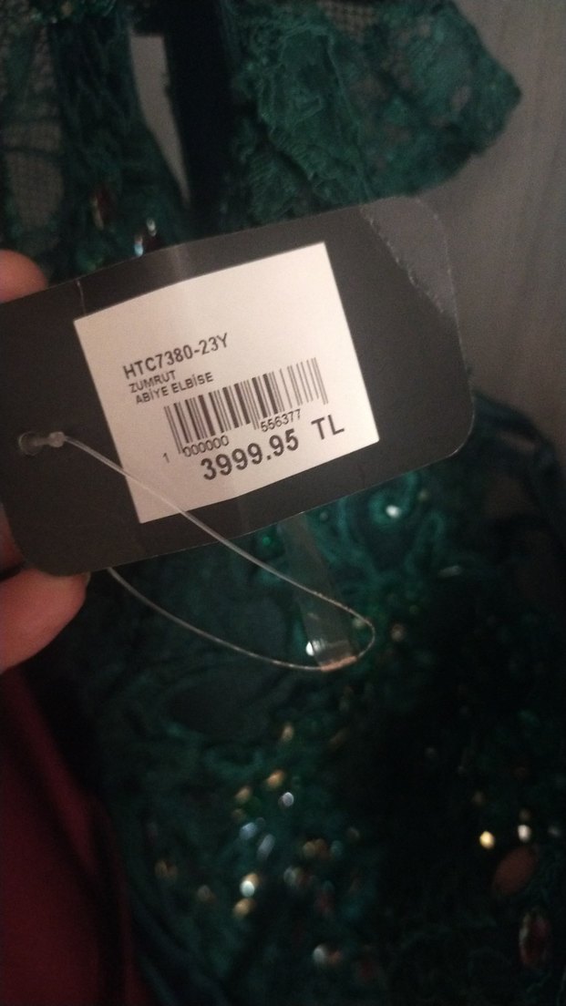 Yeşil İşlemeli Straplez Uzun Abiye Elbise - Görsel 4