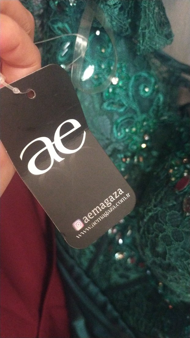 Yeşil İşlemeli Straplez Uzun Abiye Elbise - Görsel 5