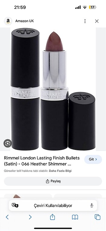 Rimmel london marka ruj 066 kodlu