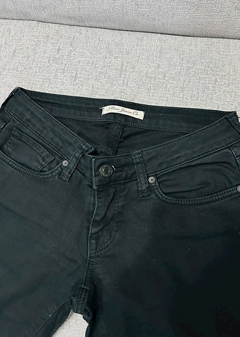 27 Beden Siyah Bel Detaylı Kadın Denim Pantolon