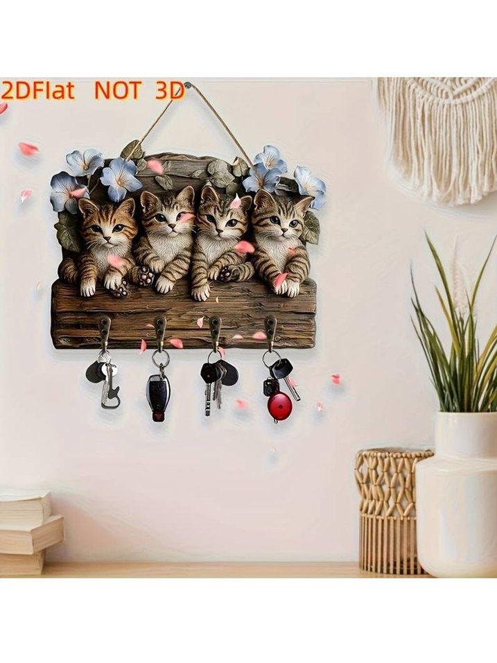 Dört Kedi Figürlü Anahtarlık Askısı - Görsel 2