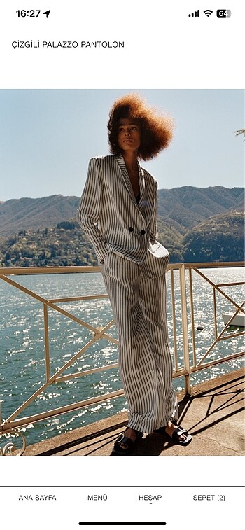 Zara çizgili palazzo pantolon