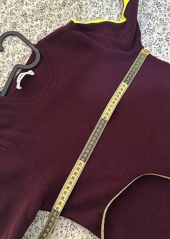 Bordo Çizgili Kadın Sweatshirt - Görsel 5