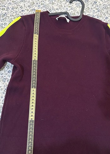 Bordo Çizgili Kadın Sweatshirt - Görsel 4