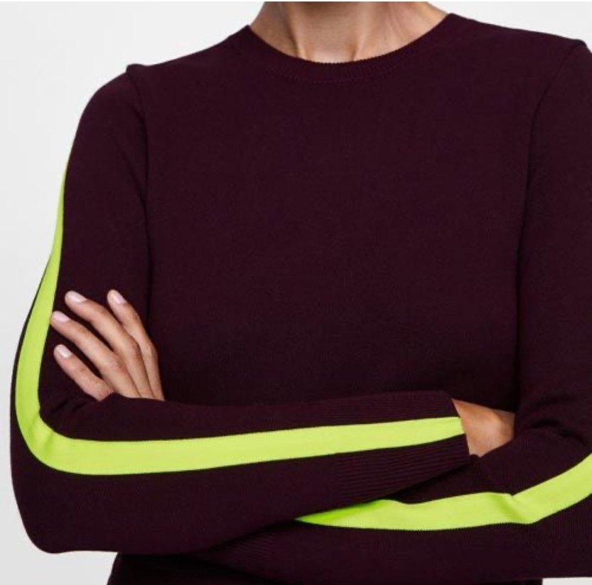 Bordo Çizgili Kadın Sweatshirt - Görsel 2