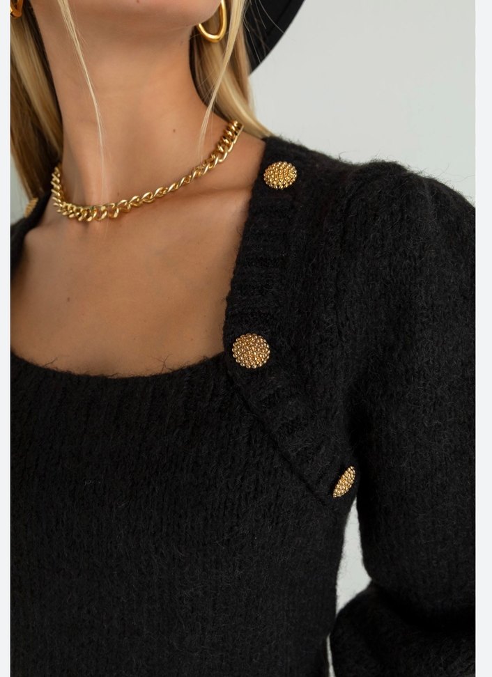 Siyah Kısa Örgü Hırka ve Atlet Takım - Görsel 2