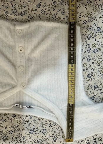 Beyaz V Yaka Uzun Kollu Crop Top - Görsel 6