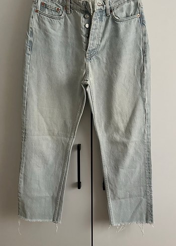 Gri Midi Boy Dantel Detaylı Kadın Kot Pantolon - Görsel 2