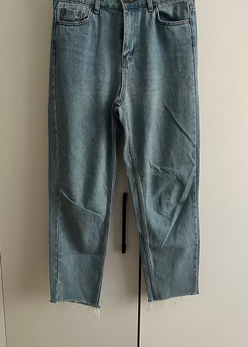 Gri Mavi Midi Bol Kesim Kadın Kot Pantolon - Görsel 2