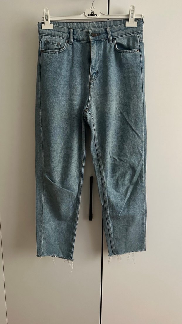 Gri Mavi Midi Bol Kesim Kadın Kot Pantolon - Görsel 2