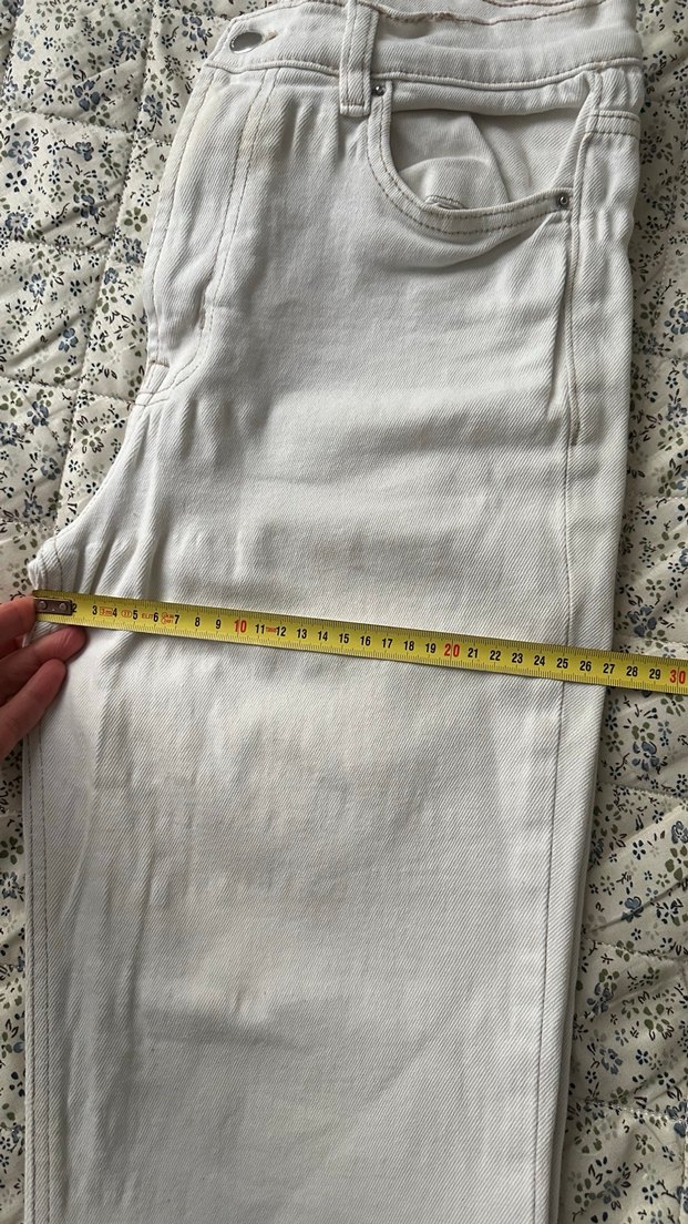 Beyaz Midi Kadın Jean Pantolon - Görsel 5