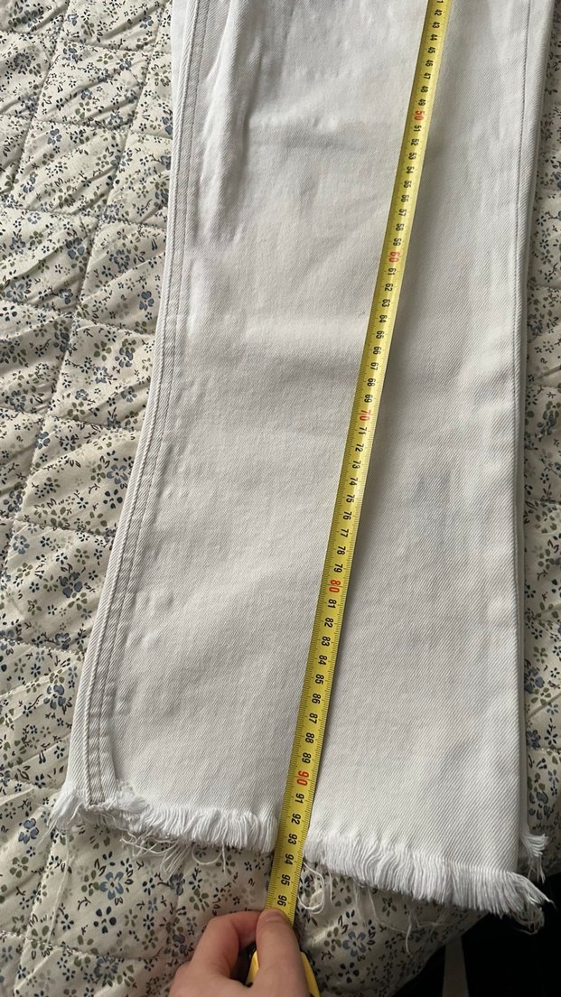 Beyaz Midi Kadın Jean Pantolon - Görsel 4