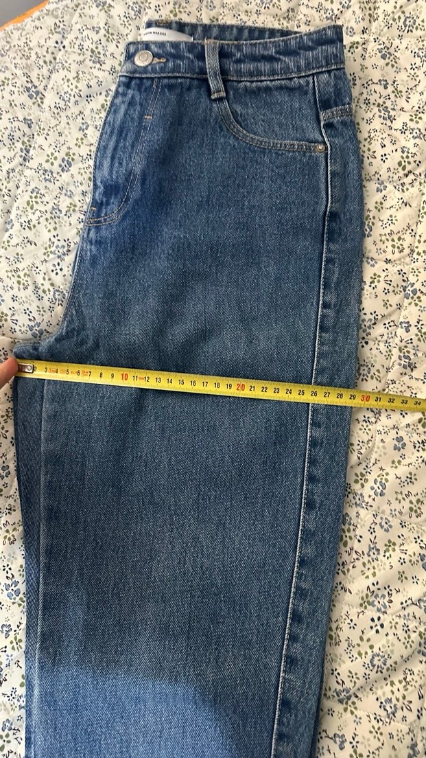 Dantel Detaylı Rahat Kesim Kadın Kot Pantolon - Görsel 5