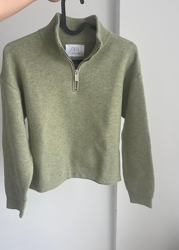 Kadın Bej Yünlü Yarım Fermuarlı Kazak - Görsel 2