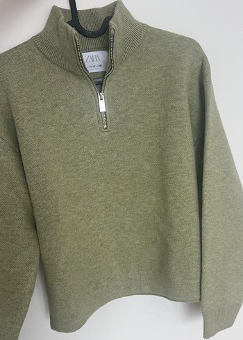 Kadın Bej Yünlü Yarım Fermuarlı Kazak - Görsel 4