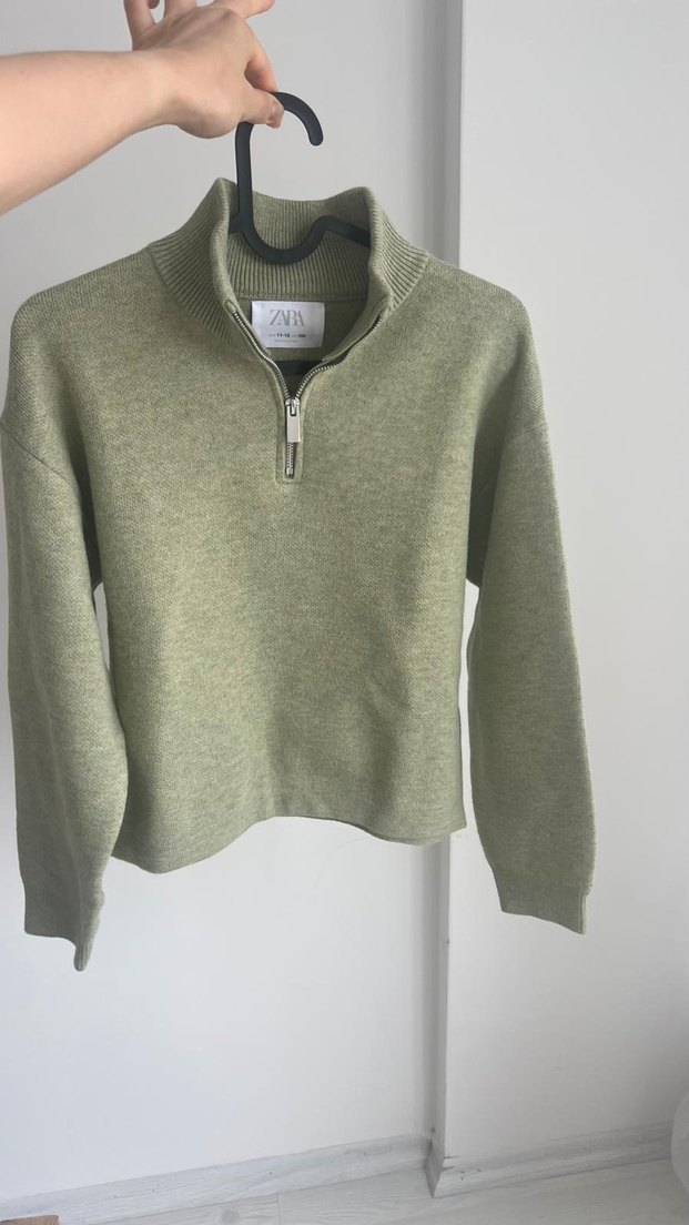 Kadın Bej Yünlü Yarım Fermuarlı Kazak - Görsel 2